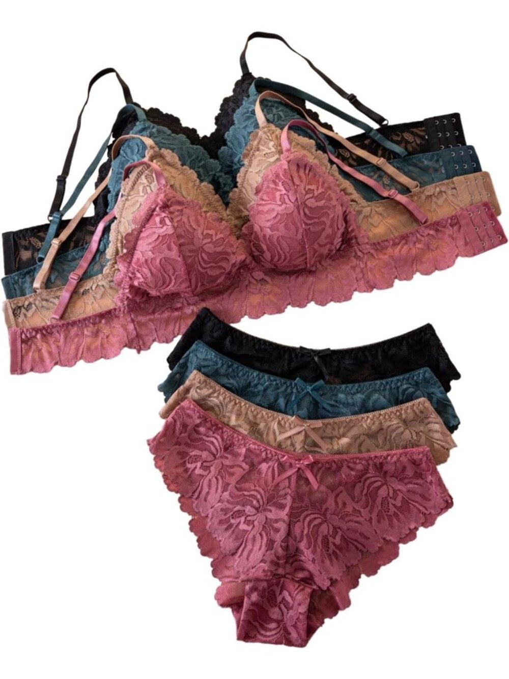 Sexy Lace Bralette and Panty Lingerie Set - Women's Matching Underwear Set